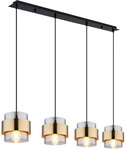MILLEY Pendellampe goldfarben, schwarz 1, B/H/T: 111 x 120 x 18 cm, Glas, Metall