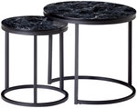 Beistelltisch 2er Set Metall rund &Oslash; 50/35 cm Marmor-Optik Schwarz