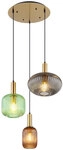 GLOBO Retrofit Pendelleuchte Normy messingfarbig mehrfarbig 55cm 130cm Metall Glas