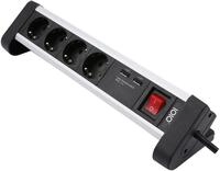 Olympia IOIO 4-fach Steckdosenleiste (aus Alu mit Schalter, USB-Anschluss,