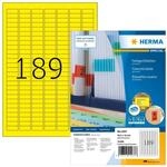 HERMA 4237 Farbige Etiketten gelb, 100 Blatt, 25,4 x 10 mm, 189 pro A4 Bogen, 18900