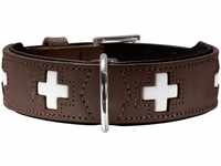 HUNTER SWISS Hundehalsband, Leder, hochwertig, schweizer Kreuz, 37 (XS-S),