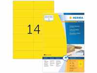 HERMA 4555 Farbige Etiketten gelb, 100 Blatt, 105 x 42,3 mm, 14 pro A4 Bogen, 1400