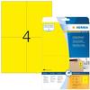 HERMA 4561 Farbige Etiketten gelb ablösbar, 20 Blatt, 105 x 148 mm, 4 pro A4 Bogen,
