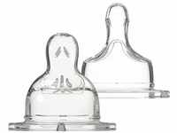 Dodie Sauger 6317169, 2er-Set, flach, Antikolik Sensation+, Fluss 1, transparent, 0-6