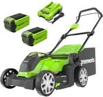Greenworks 40V Kabelloser Akku Rasenm&auml;her f&uuml;r Fl&auml;chen bis zu 500 m&sup2;, 41 cm
