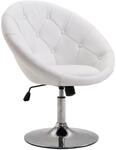HOMCOM Sessel Wohnzimmer Relaxsessel mit Stahlbasis aus Kunstleder Wei&szlig; 