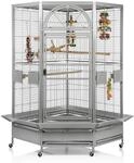 Montana Cages | Eckk&auml;fig Denver - Eckvoliere XXL in hellgrau | Papageienk&auml;fig,