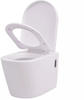 vidaXL Wand Hänge WC Keramik Softclose Sitz Absenkautomatik Weiß Toilette