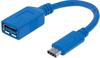 Manhattan 353540 USB-C 3.1 Kabel (G1) Typ C-Stecker auf Typ A-Buchse 15 cm blau