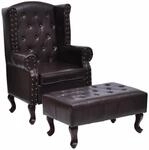 vidaXL Sessel mit Fu&szlig;hocker Dunkelbraun Kunstleder