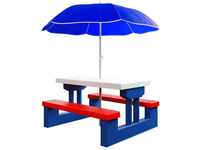 Spielwerk® Kindersitzgruppe Sonnenschirm Tisch Bänke UV Schutz Waschbar...