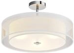Lindby Textil Deckenleuchte rund 50 cm, Deckenlampe Stoff wei&szlig; 2 Textilschirme...