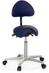 hjh OFFICE 608910 Arbeitshocker mit Lehne TOP Work 20 PU Blau Sattelhocker mit Rollen