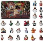 Adventskalender Weihnachtskalender mit Mini-Glasfiguren 4 cm Baumschmuck...