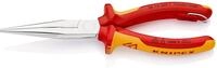 KNIPEX Flachrundzange mit Schneide (Storchschnabelzange) verchromt isoliert mit