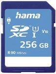 Hama 256 GB SDXC-Speicherkarte, Class 10, V10, UHS-I | SDXC-Card bis zu 90MB/s, f&uuml;r
