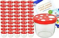 MamboCat 50er Set Sturzglas 230 ml to 82 Fliegenpilz Deckel rot wei&szlig; gepunktet...