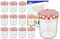 MamboCat 12er Set Sturzgl&auml;ser 230 ml Hoch Deckelfarbe rot wei&szlig; kariert to 66...