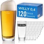 Van Well Willibecher 0,4l 120 Stk - Premium Biergl&auml;ser 0,4 Liter - Robustes