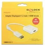 Delock Adapter Displayport 1.2 Stecker > HDMI Buchse 4K Aktiv wei&szlig;