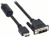 InLine 17663 HDMI-DVI Adapterkabel, 19pol Stecker auf 18+1 Stecker, mit Ferrit,...