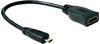Delock Adapterkabel micro HDMI-D St > HDMI-A Bu mit 23 cm Kabel, Schwarz