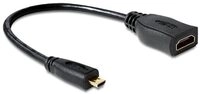 Delock Adapterkabel micro HDMI-D St > HDMI-A Bu mit 23 cm Kabel, Schwarz