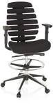 hjh OFFICE Counterstuhl Ergo LINE II Work Stoff Schwarz Arbeitsstuhl mit Fu&szlig;ring,