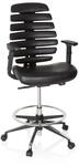 hjh OFFICE Counterstuhl Ergo LINE II Work Leder Schwarz Arbeitsstuhl mit Fu&szlig;ring,