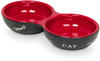 Nobby Katzen Keramik Doppelnapf CAT, schwarz / rot 22 x 11,5 x 3,5 cm, 1 Stück