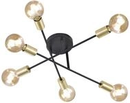 Trio Leuchten Deckenleuchte mit schwenkbaren Armen in schwarz matt/bronze, 6x E27
