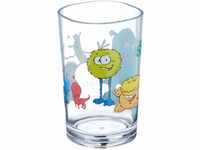 Emsa Kinder-Trinkglas Kids, 0,2 Liter, Motiv: Monster, Blau/Gelb, 1 Stück (1er Pack)