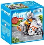 PLAYMOBIL City Life 70051 Notarzt-Motorrad mit Blinklicht, Ab 4 Jahren