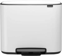 Brabantia 121005 BO Treteimer 3 x 11 L Abfalleimer, Metall, White, 54 x 36.5 x 44 cm,