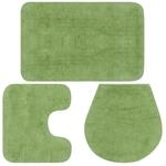vidaXL Badematte 3-TLG. Gr&uuml;n Badteppich Badvorleger Deckelbezug Badezimmer Set