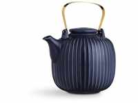 Kähler Teekanne 1,2 l Hammershøi legendäres Design Zeitlos für Tee, blau