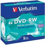Verbatim DVD-RW 4x Speed 5er Pack Jewel Case DVD-Rohlinge Re-recordable