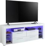Stella Trading GOAL TV-Lowboard in Hochglanz Wei&szlig; mit blauer LED-Beleuchtung -