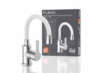 EISL Waschtischarmatur FLEXO, flexibler Auslauf weiß, Wasserhahn Bad, flexibel