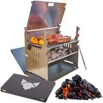 FENNEK Grill und Zubeh&ouml;r | Mobiler und steckbarer Holzkohle-Grill aus Edelstahl f&uuml;r