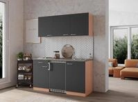 respekta K&uuml;chenzeile Gerda KB150BG Grau 150 cm Breite mit Elektroger&auml;ten