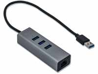 i-tec USB 3.0 Metal 3-Port USB HUB mit Gigabit Ethernet Adapter - 1x USB 3.0 auf