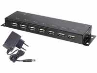 Renkforce RF-4791678 7 Port USB 2.0-Hub Metallgehäuse, zur Wandmontage Schwarz