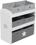 roba Spielregal Stars - Spielzeugregal f&uuml;r Kinderzimmer mit 5 Boxen aus Stoff - mit