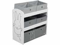 roba Spielregal miffy® - Spielzeugregal für Kinderzimmer mit 5 graue Boxen aus