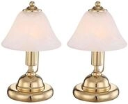 Globo 2er Set Tischleuchten ANTIQUE Messing mit Glasschirm Alabaster, Touch Lighting