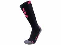 UYN Damen Ski Evo Race Socke, Black/Pink Paradise, 39/40