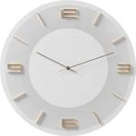 Kare Design Wanduhr Leonardo, Wei&szlig;/Gold, 49cm Durchmesser, Uhr, Holz, Aluminium,