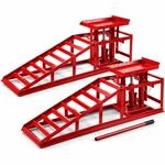 Arebos 2X Auffahrrampe | hydraulischem Wagenheber | H&ouml;henverstellbar 2 T | XXL...